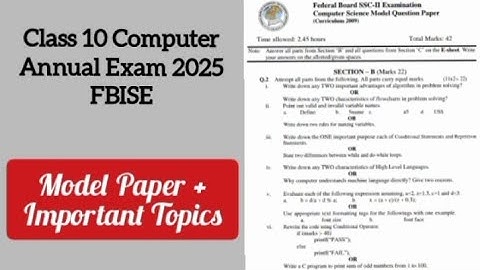 Computer Class 10 Model Paper 2025 Federal Board | Important Topics | Guess Paper