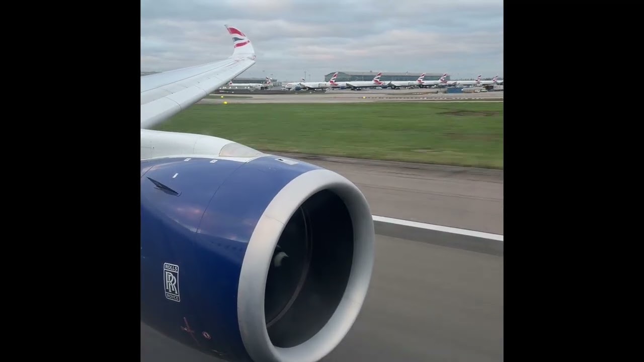 Takeoff from London Heathrow Dec 27, 1025 BA289 A350 LHR to PHX from LHR runway 09R