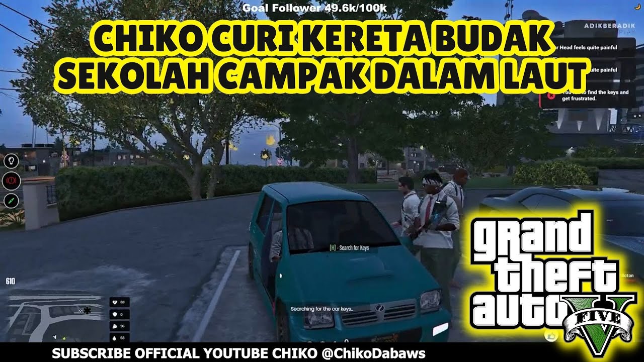 🔴 GTA 5 | CHIKO CURI KERETA BUDAK SEKOLAH CAMPAK DALAM LAUT