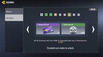 SEASONAL|PART6"KILL30Enemies with any PDW57 with any 2Attachments"RUN&GUN MISSION|CODMGPTIP