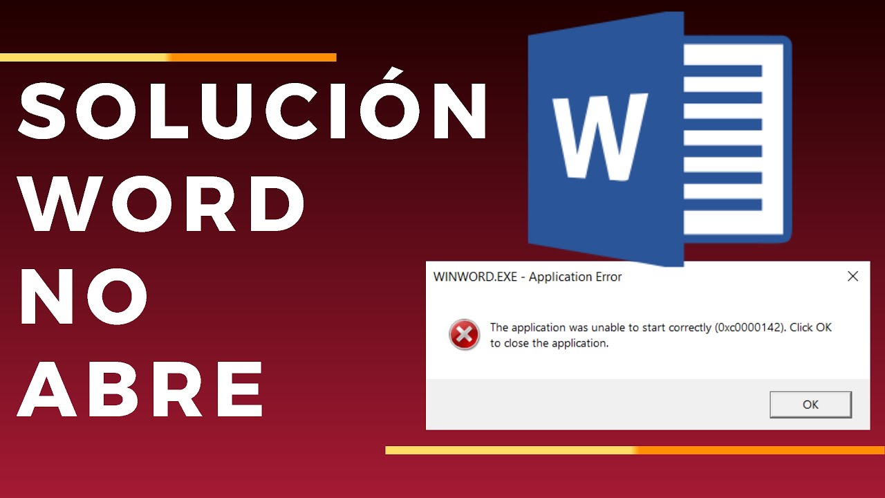 ❌ SOLUCIONAR Error Microsoft WORD - reparar word-0xc0000142-word no  funciona-NO ABRE-OFFICE 365 - YouTube