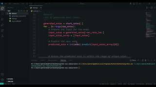 Generate a sequence of music notes using the trained Perceptron model