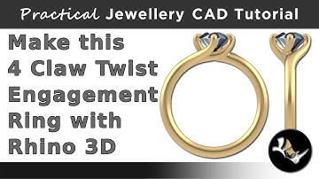 4 Claw/Prong Twist Engagement Ring - 1ct Diamond Solitaire -  Beginners Rhino Jewellery Cad Tutorial