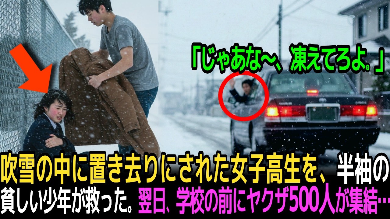 吹雪の中に置き去りにされた女子高生を、半袖の貧しい少年が救った。翌日、学校の前にヤクザ500人が集結…！【感動する話】| ドラマ | シニアライフ | オーディオブック | 感動ストーリー |