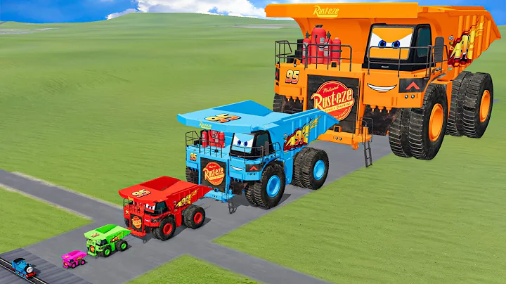 Big & Small Colors Hirochi Dump Truck Lightning Mcqueen vs Trains Thomas | BeamNG.Drive