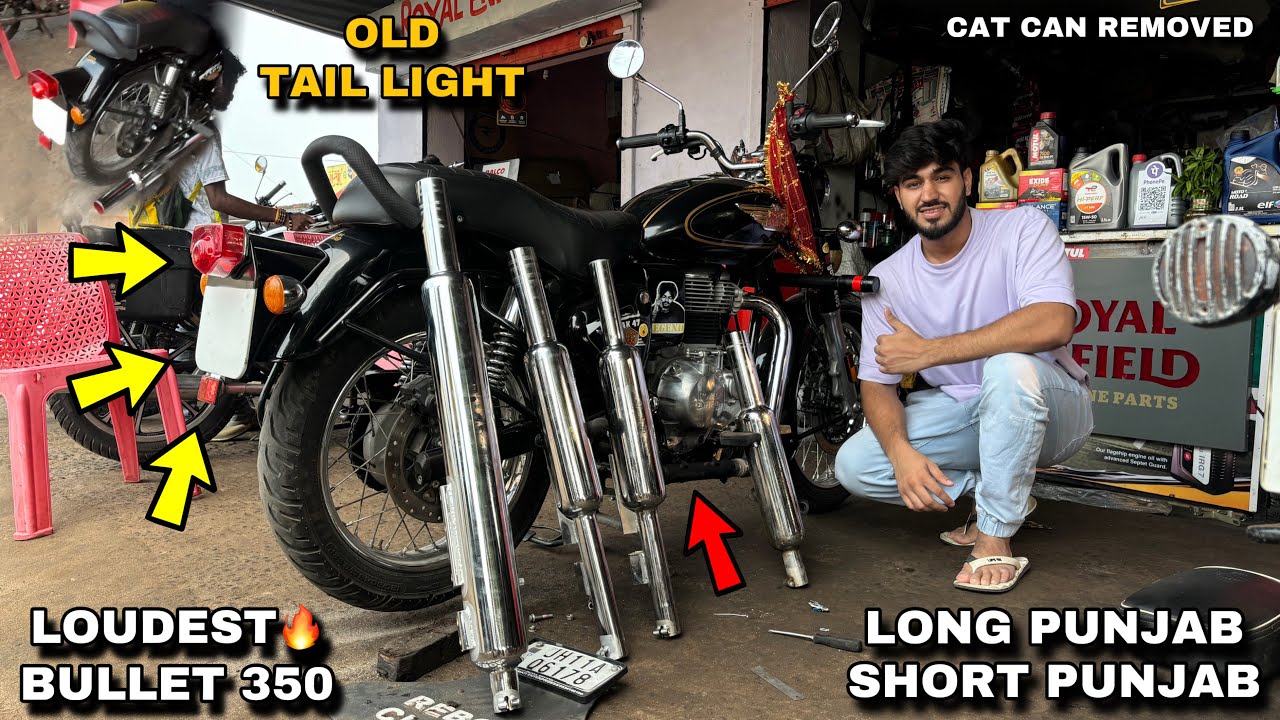 Пробую самый громкий длинный и короткий панджаб на BS7 Bullet 350! Модификация заднего фонаря Old...