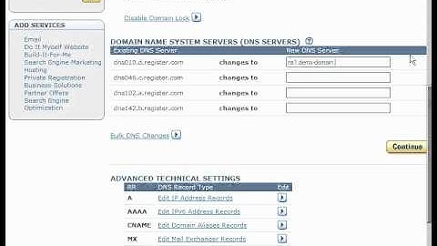 Changing name servers via Register.com