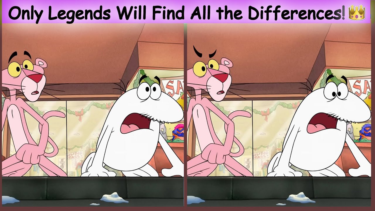 Spot 5 Differences | from the cartoon "The Pink Panthera". Merry Christmas! 🎅