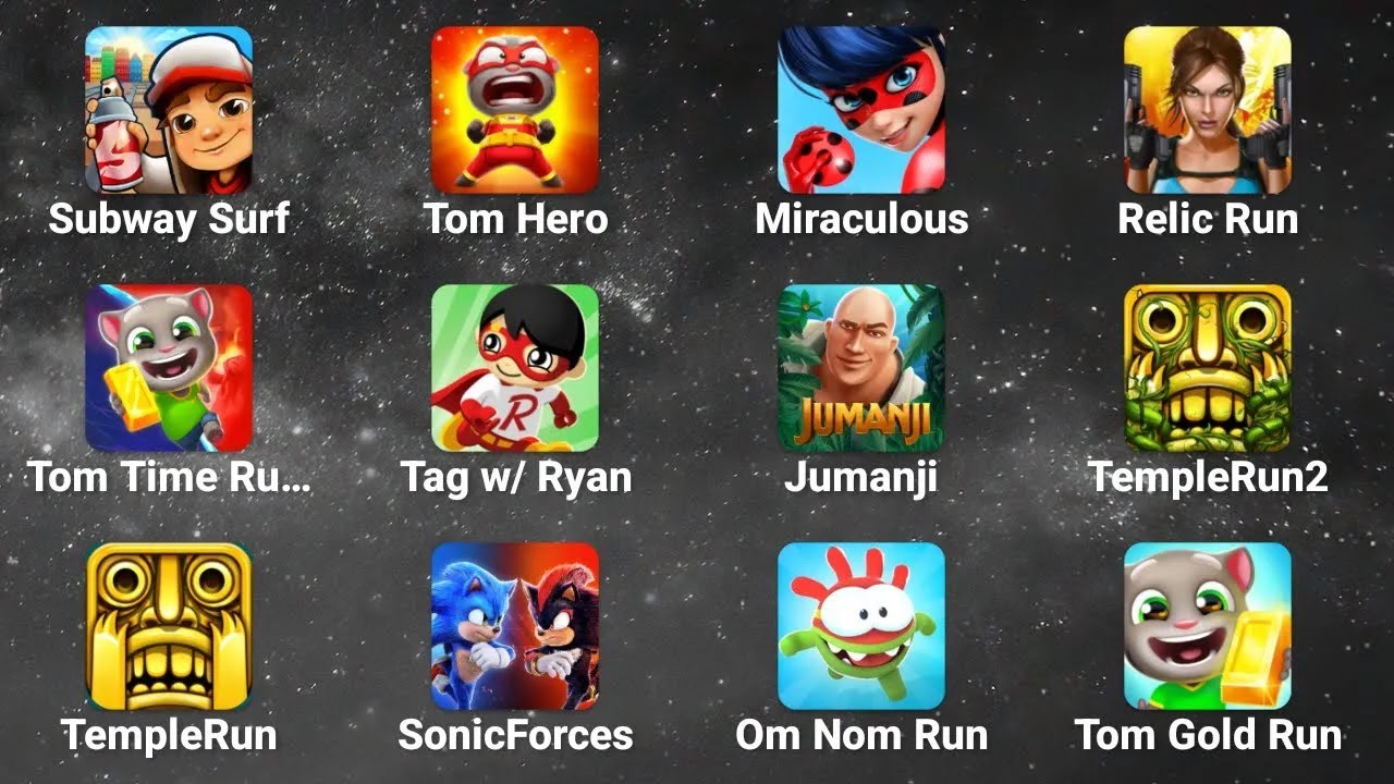 Minion Rush против Sonic Prime Dash, Am Nom Run против Ryan's World, Tom Hero Dash против Tom Gol...