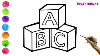 AlphaBlocks A B C Drawing and Coloring For Kids I How to Draw AlphaBlocks A B C