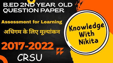 Crsu B.ed2ndyear previous year paper @Knowledge_with_nikita