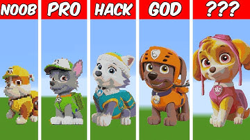 PAW PATROL Pixel Art Build in Minecraft ! Noob vs Pro vs Hacker vs God - Minecraft Animation
