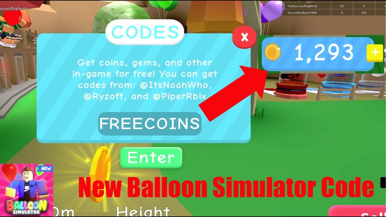 New Code For Balloon Simulator Roblox Youtube - roblox balloon simulator code