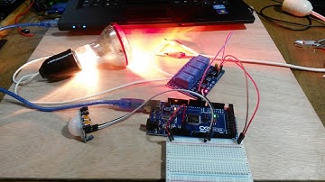 SENSOR PIR, MÓDULO RELÉ, MÓD. ARDUINO Y PROTOBOARD PARA EL ENCENDIDO DE UN FOCO