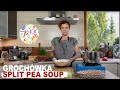 Polish food - SPLIT PEA SOUP with smoky Polish sausage and potatoes - GROCHÓWKA - Polish food recipe