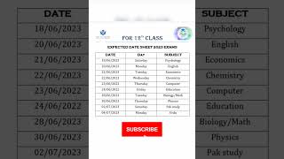 12th Class Date sheet 2023 | date sheet #12thclass