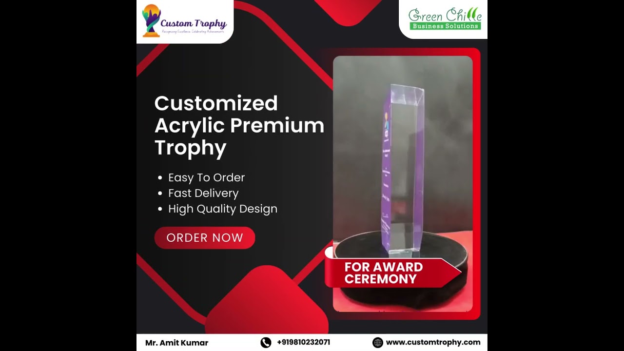 Customized Acrylic Premium Trophy For Award Ceremony