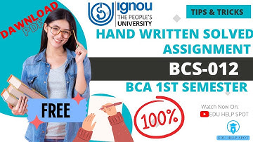 BCS-12 Hand Written Solved Assignment 2022-23 1st Semester | IGNOU | Free PDF | Assignment