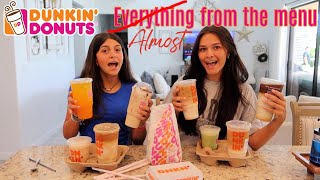 TRYING EVERYTHING ON THE DUNKIN DONUTS MENU (ALOMST)! EMMA AND ELLIE