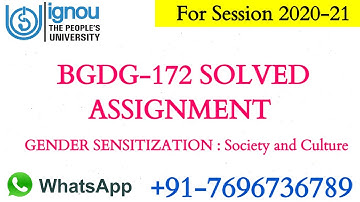 BGDG172 SOLVED ASSIGNMENT 2020-21 II IGNOU BAG COURSE ASSIGNMENTS