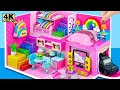 Build 2storey pink house with 2 bedroom bunk bed and more from cardboard  diy miniature house