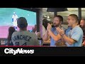 Blue Jays Fans celebrate Game 6 victory in Vancouver