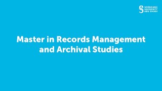Master In Records Management And Archival Studies
