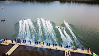 Motorboot Rennen Halbendorf 2024, F-500 Unfall führte zum Renn- und Veranstaltungsabbruch.