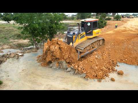 Finally Complete Large Size Landfilling in Big Pond & Clearing Mud Use Shantui Dozers & 25ton Trucks