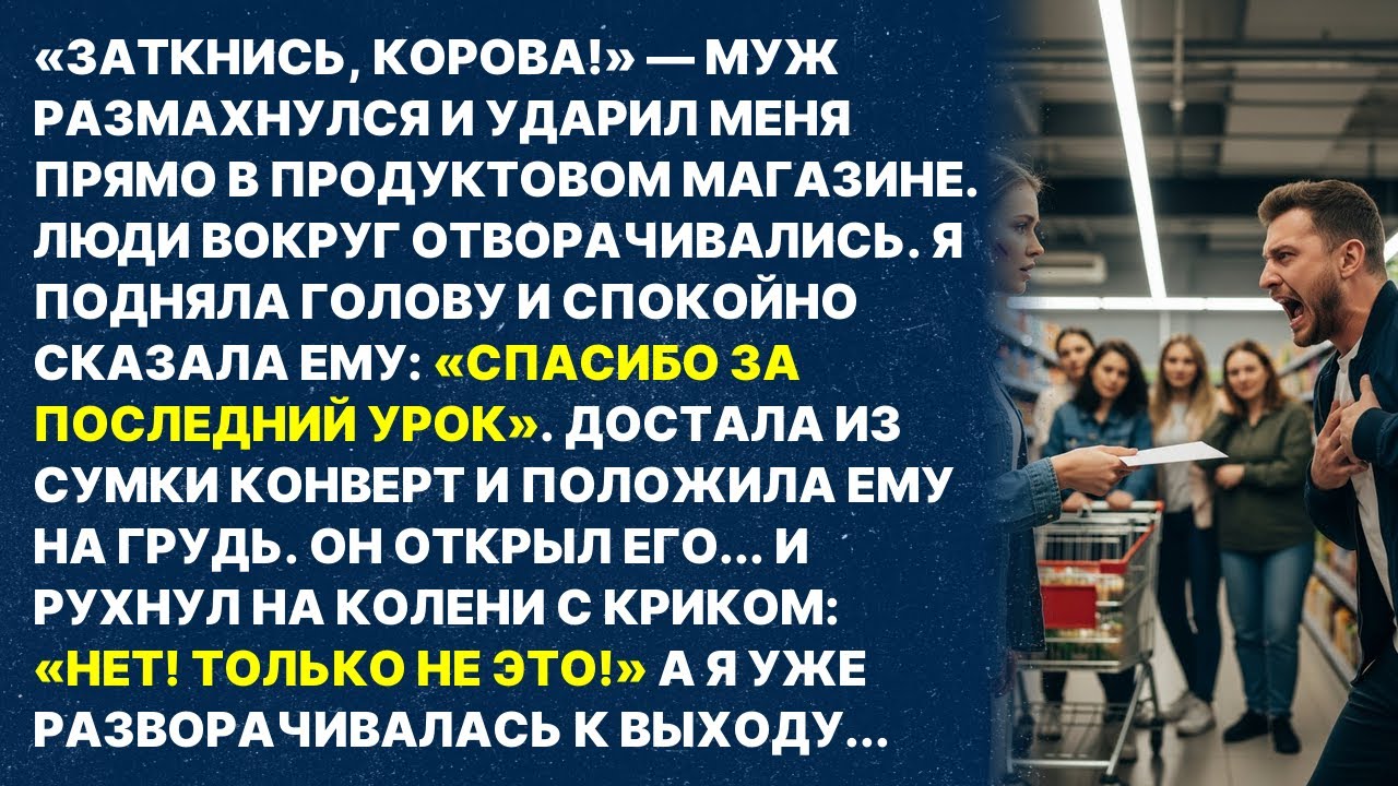 Муж ударил меня в магазине при всех, но когда открыл конверт упал на колени
