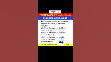 ENGINEERING MATHS MCQ 18 #shorts #engineeringmathematics #tiklesacademy