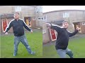 This is the terrifying moment man swings at police with huge knife