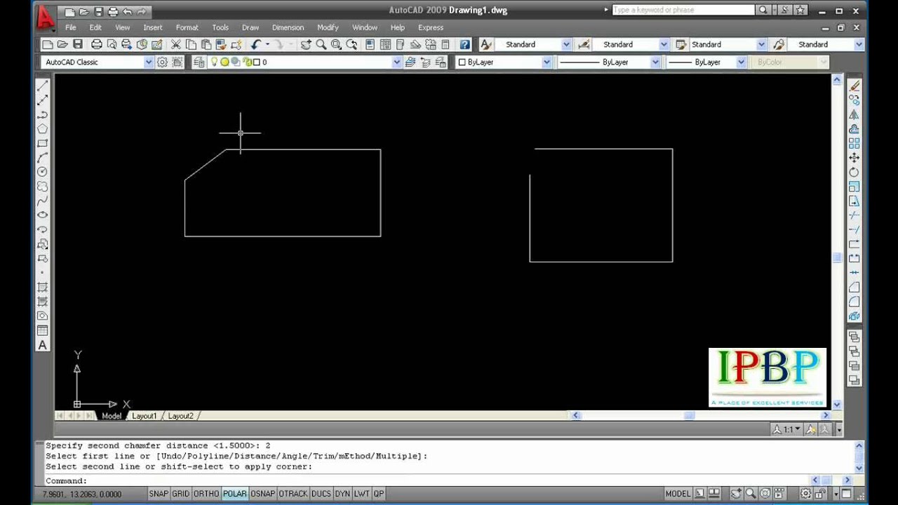 How to use Chamfer command in autocad - YouTube