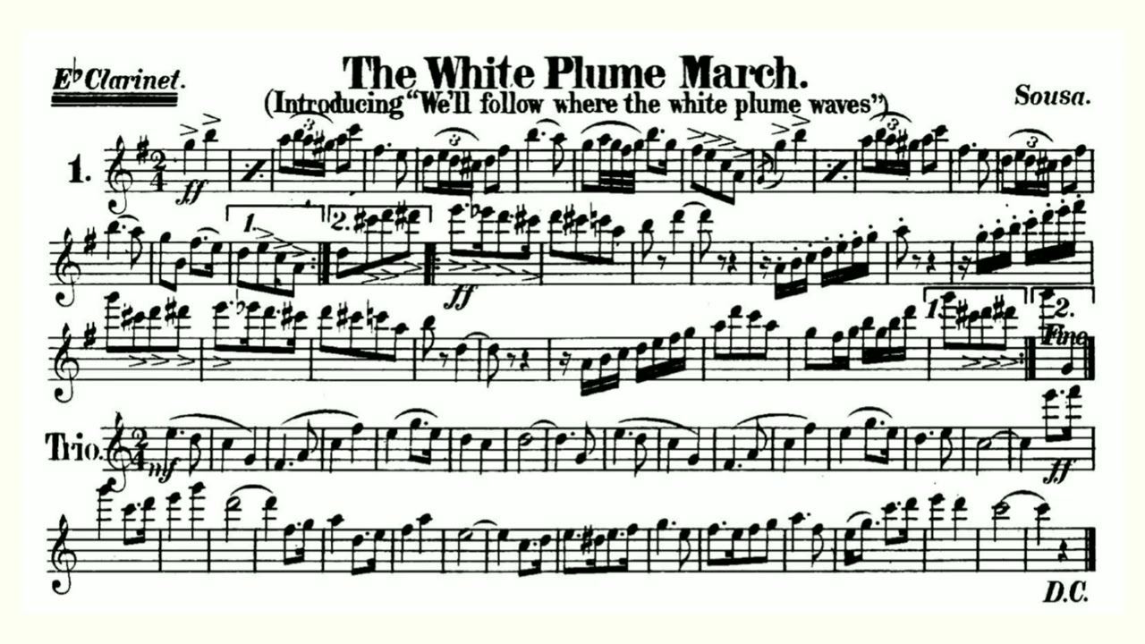 The White Plume March - E-flat Clarinet by John Philip Sousa