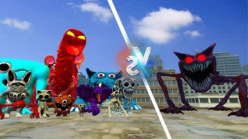ALL SMILING CRITTERS GIANT FORMS VS ALL FNAF 1-10 ANIMATRONICS In Garry