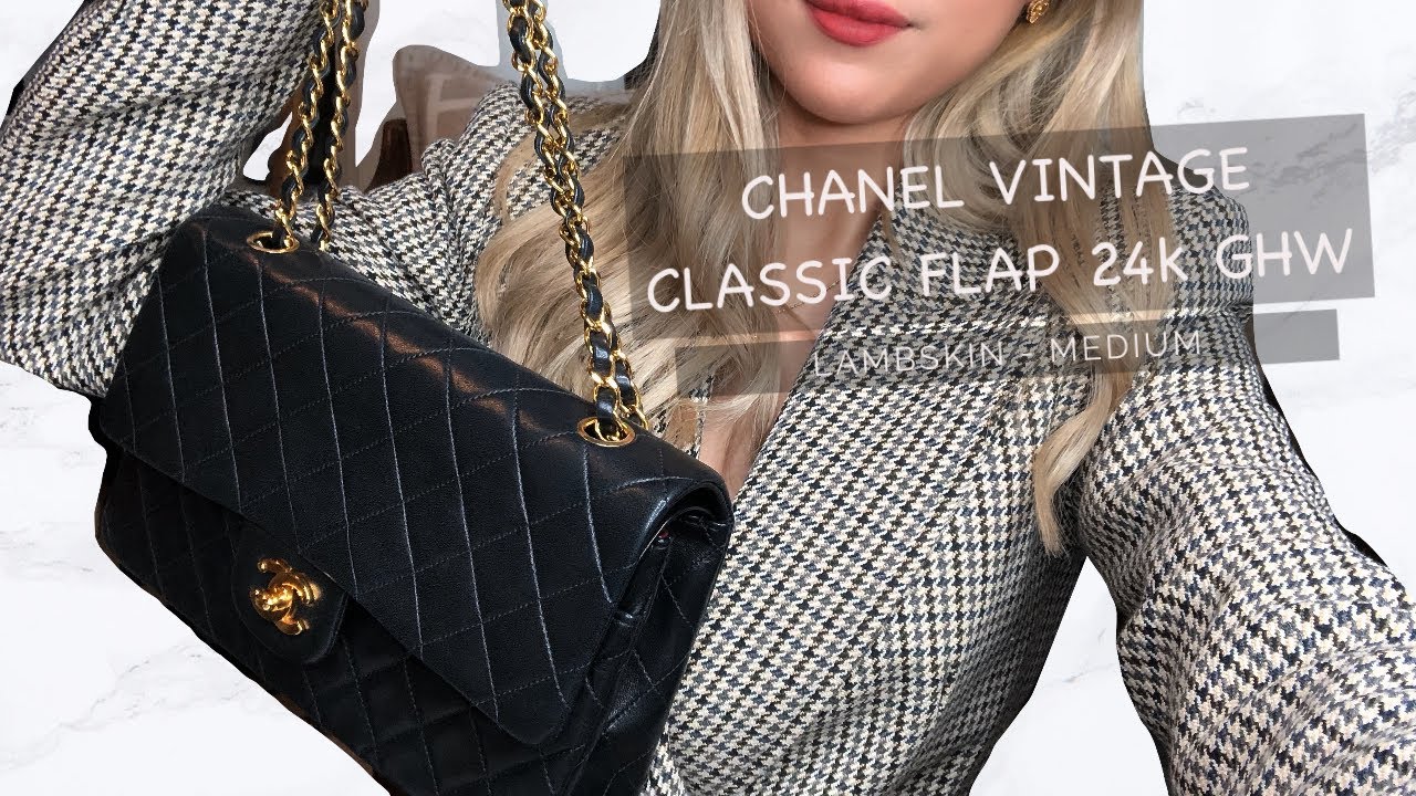 Chanel Vintage Black Quilted Lambskin Medium Tall Flap Gold