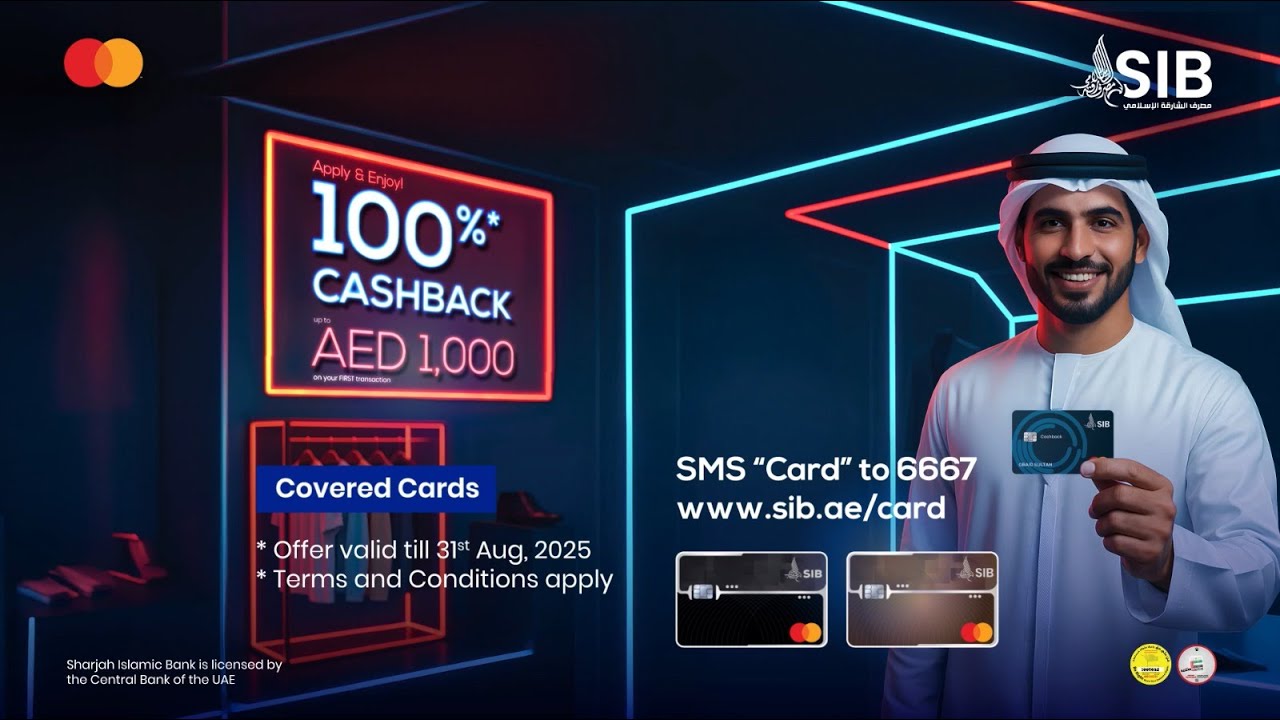 100% cashback with SIB Smiles or Cashback Covered Card