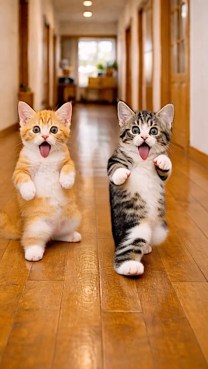 二匹の猫のおふざけダンスTwo cats doing a playful dance #猫ダンス