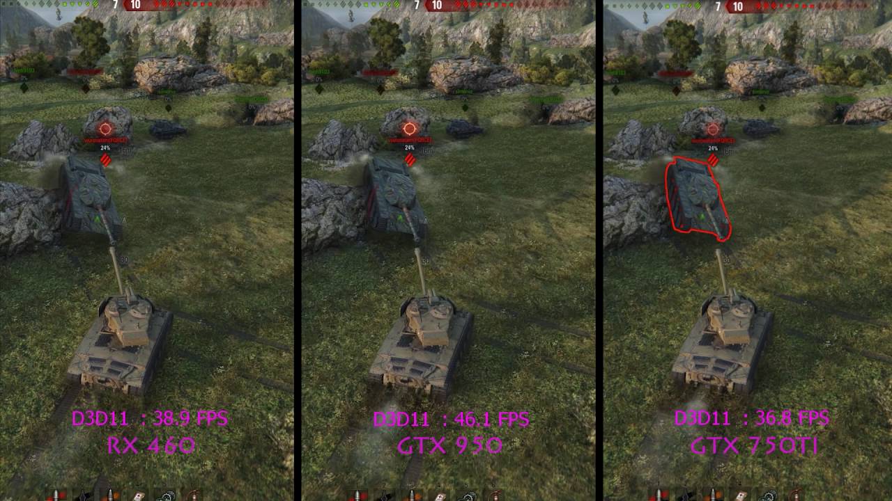 RX 460 vs GTX 950 vs GTX in World of Tanks @ 1080p Max Settings DX11 -