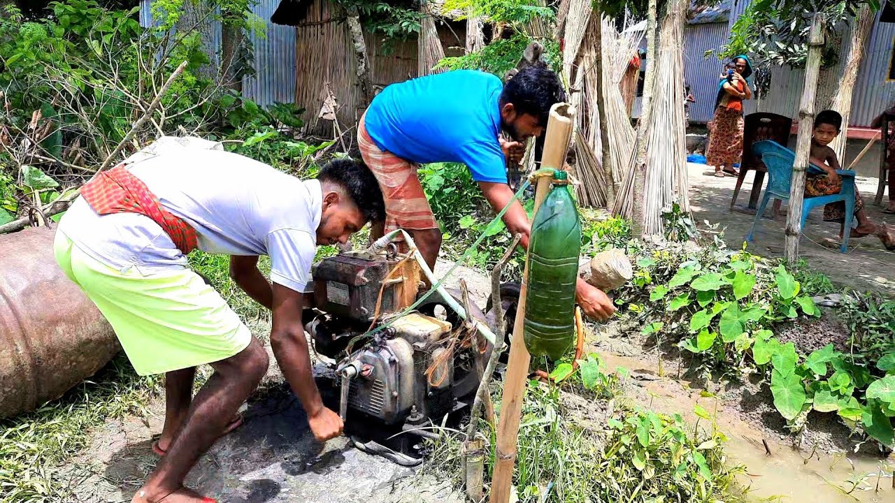 One Man Army Rainy Season Started a 12 Hp Ancient Chalo Machine. How To  Start Diesel Engine Start.