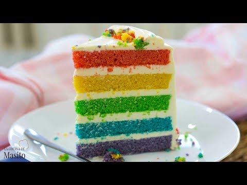 Tarta arco iris o rainbow cake Mas fácil de lo que crees ¡COMPRUEBALO!
