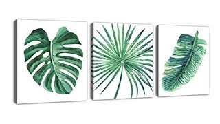 Watercolor Plant Green Leaves Canvas Painting Art Print Poster Picture  || eshopars.com