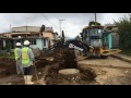 Retroexcavadora trabajando en obra en la comunidad de Tezontepec, Ocuilan, Estado de México