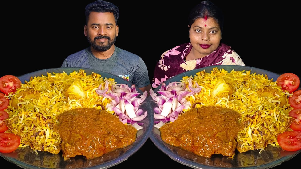 CHICKEN BIRYANI EATING CHALLENGE//CHICKEN BIRYANI WITH CHICKEN CHAAP EATING CHALLENGE