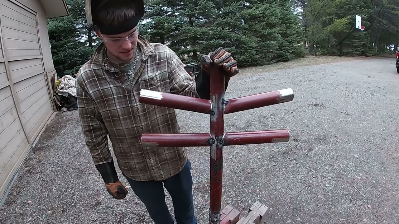 Homemade rod tree for salmon & trout fishing. 