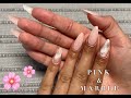 Baby Pink &amp; Marble Almond Nails | Polygel Nails | Safiya Jordan