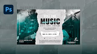 Creative || How to create Professional Music festival Banner in Photoshop screenshot 4