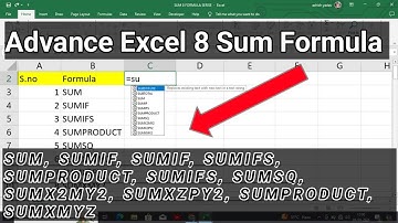 Complete All Sum Formula | SUM, SUMIF, SUMIFS, SUMPRODUCT, SUMSQ, SUMX2MY2, SUMX2PY2, SUMXMY2 |