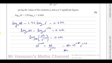 WMA13 IAL (Edexcel) P3 Oct 2021 Q7 Exponentials & Logarithms, Modelling