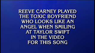 Reeve Carney and Taylor Swift Jeopardy Masters Clue 05-22-2024